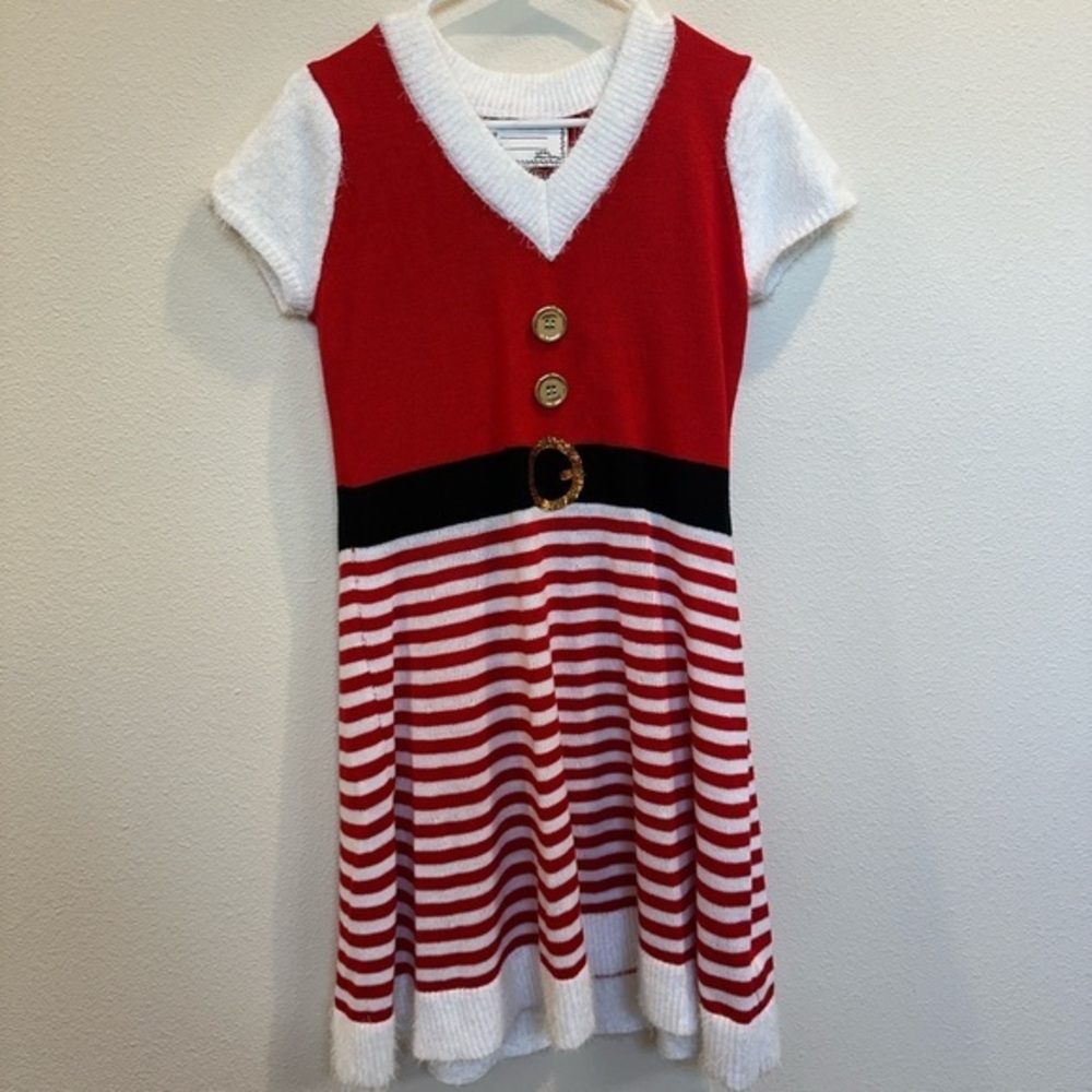 Christmas Red and White Striped Dress w/ Hat